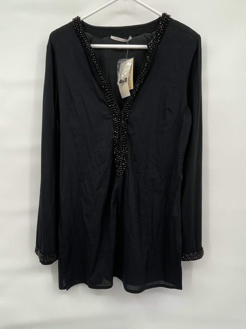 Pink Soda NWT black studded collar long sleeve cotton dress